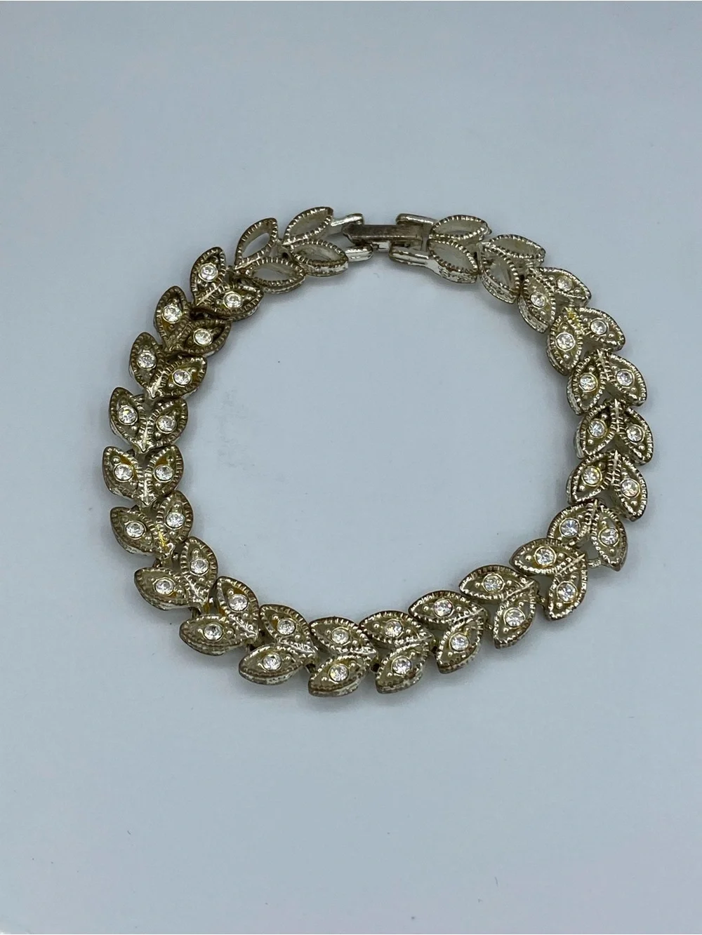Gold Leaf Crystal Link Bracelet - Women's Jewelry